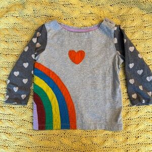 Mini boden heart rainbow grey shirt sz 2Y